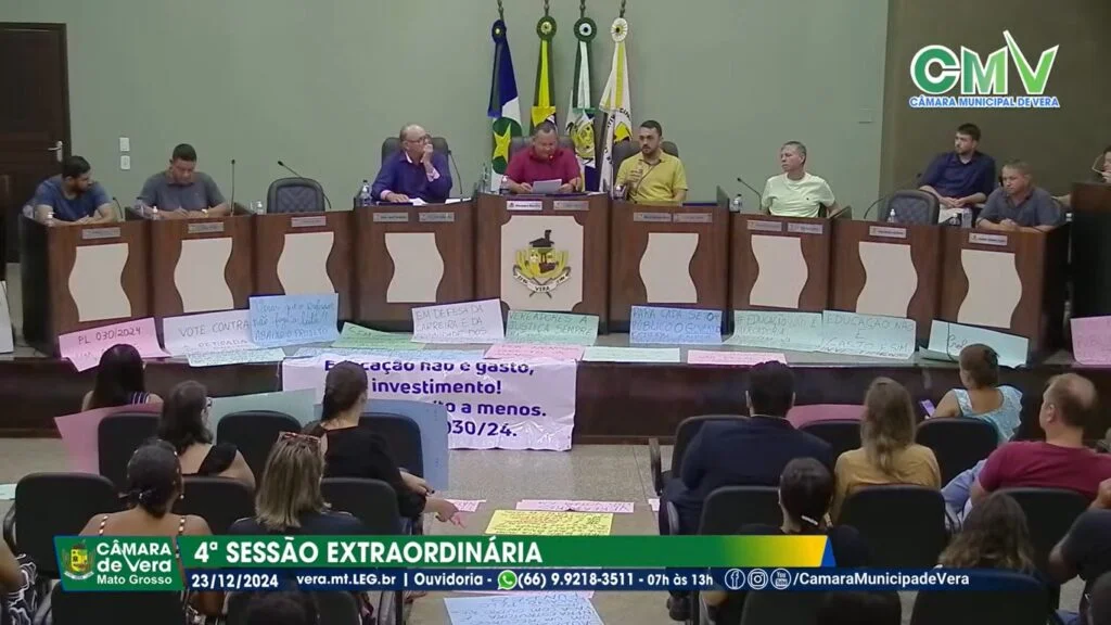 Vereadores aprovam projeto do prefeito de Vera-MT que desvaloriza profissionais da Educação