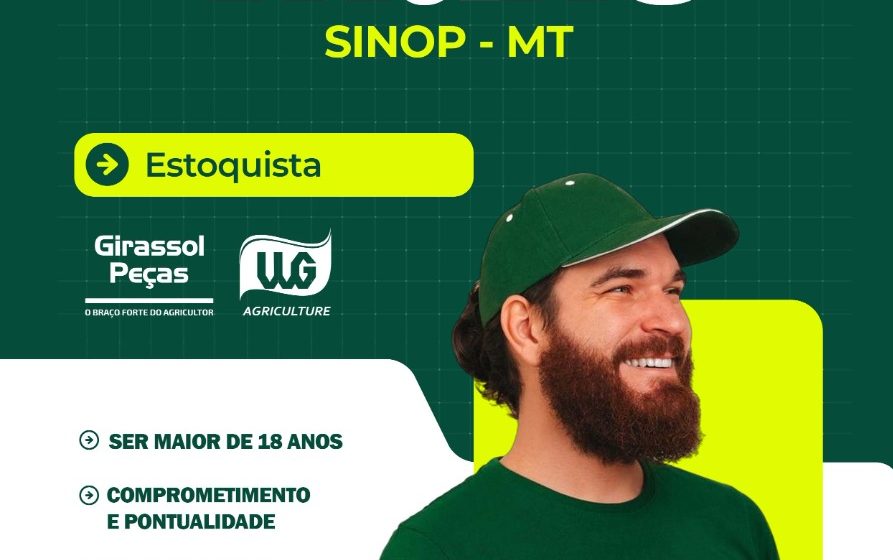 Girassol Peças e WG Agriculture contratam estoquista em Sinop