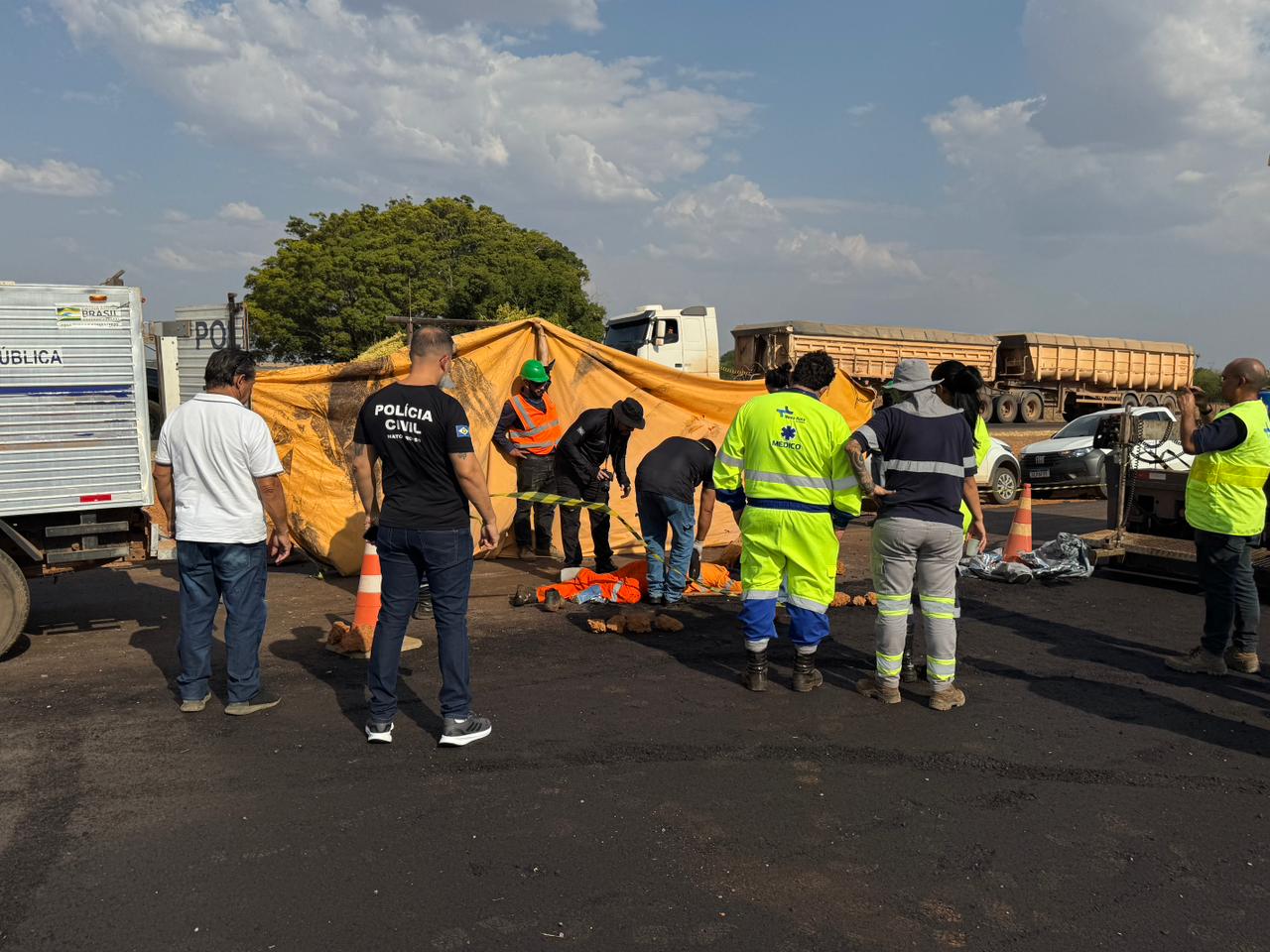 Três trabalhadores morrem atropelados por rolo compressor em obra da BR-163 em Sorriso