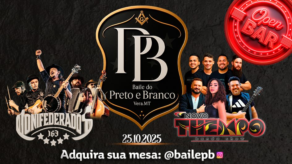 Baile Preto e Branco será realizado no Nortão com open bar, open food e ação solidária