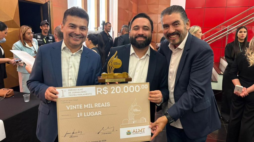 Leandro Trindade do SBT conquista 1º lugar  Prêmio ALMT de Jornalismo