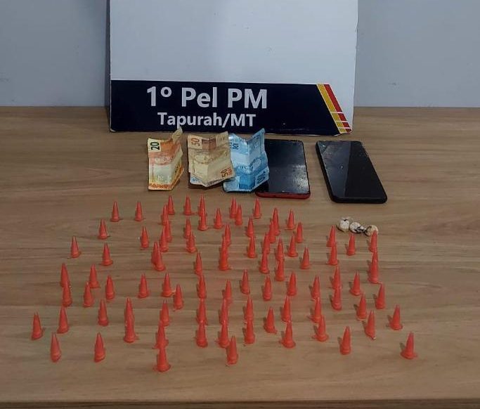 Polícia Militar prende jovem de 18 anos e apreende adolescente por tráfico de drogas em Tapurah