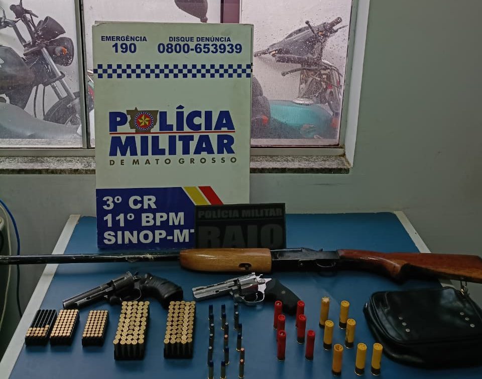 PM e Gaeco apreendem armas de fogo e munições durante operação em Sorriso