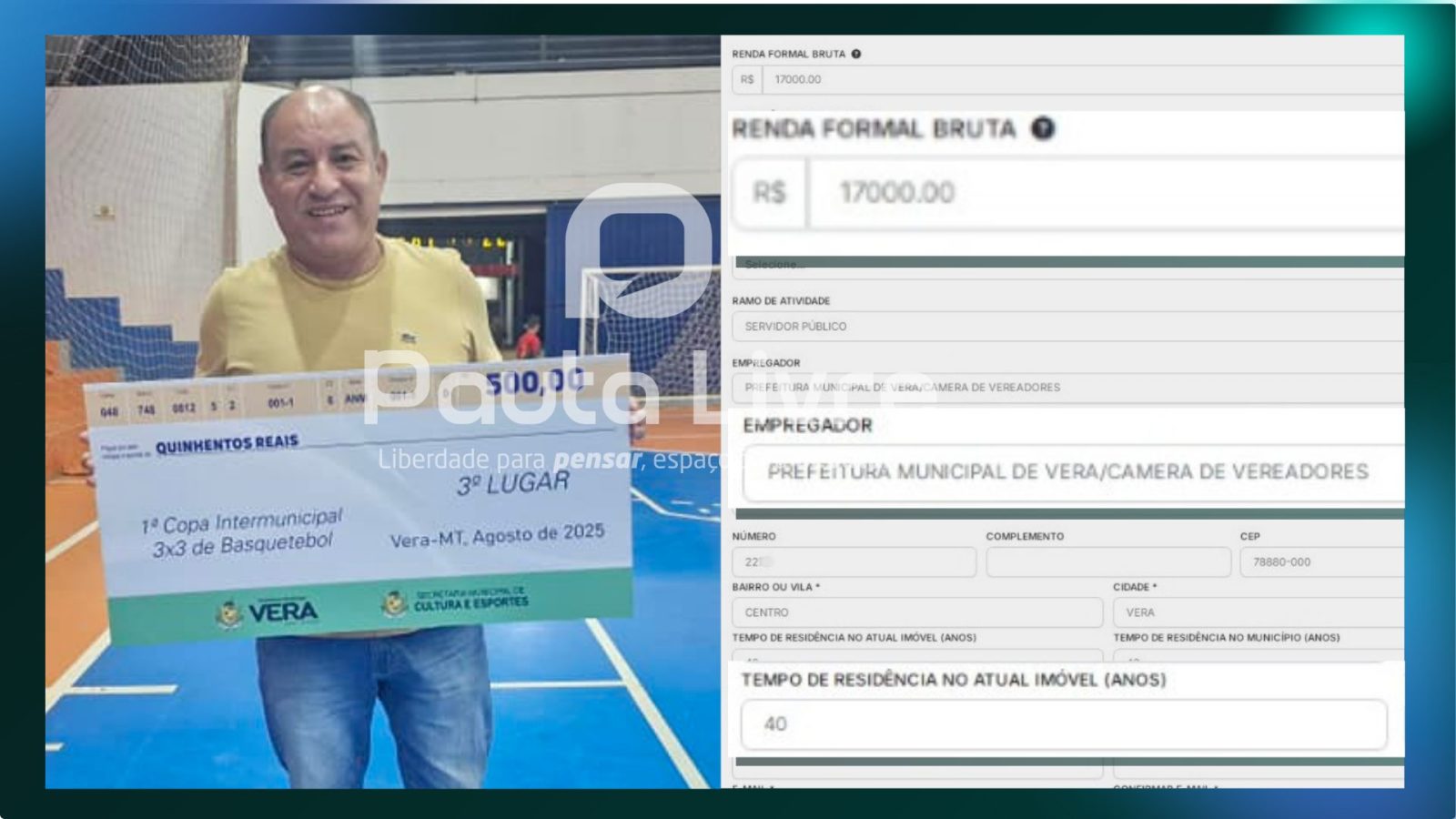 Vereador com renda de R$ 17 mil é aprovado em programa habitacional em Vera-MT