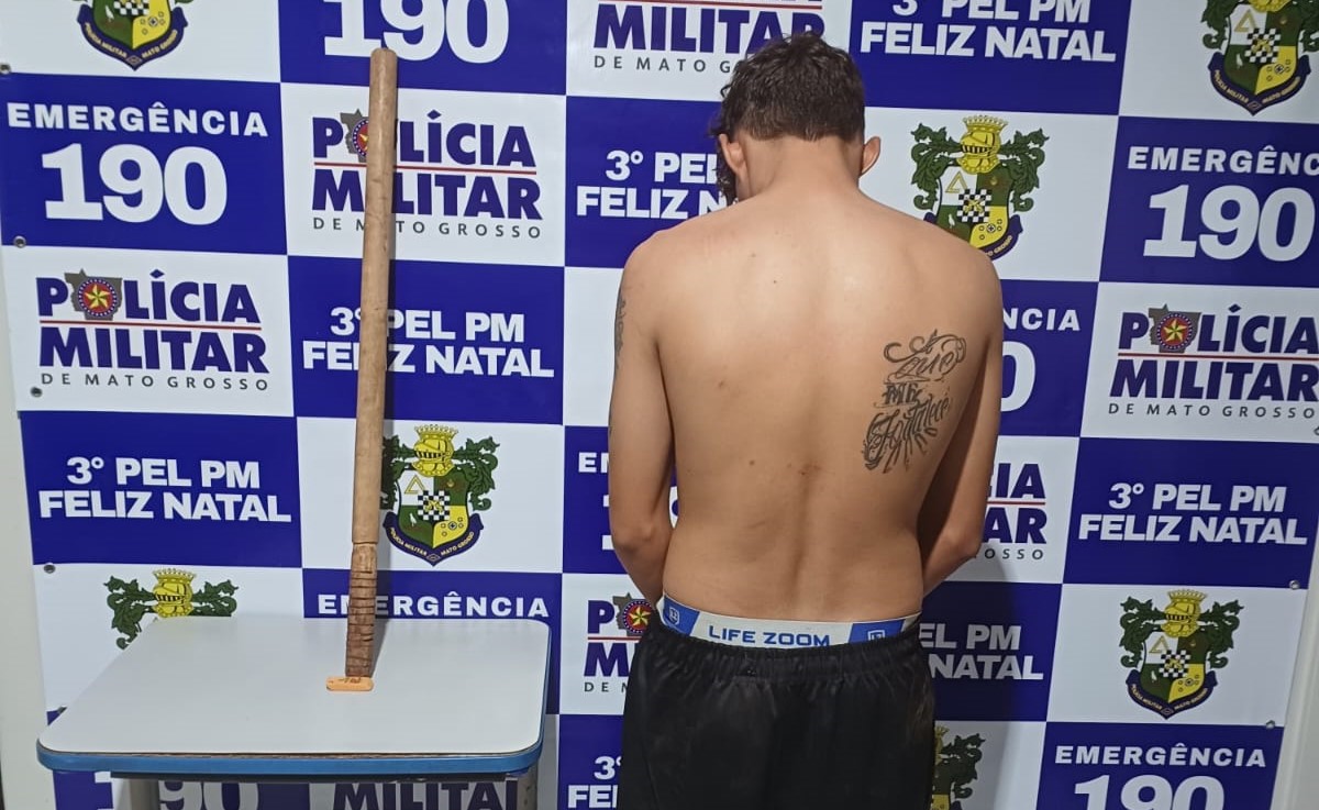 Polícia Militar prende homem que agrediu esposa com taco de madeira em Feliz Natal