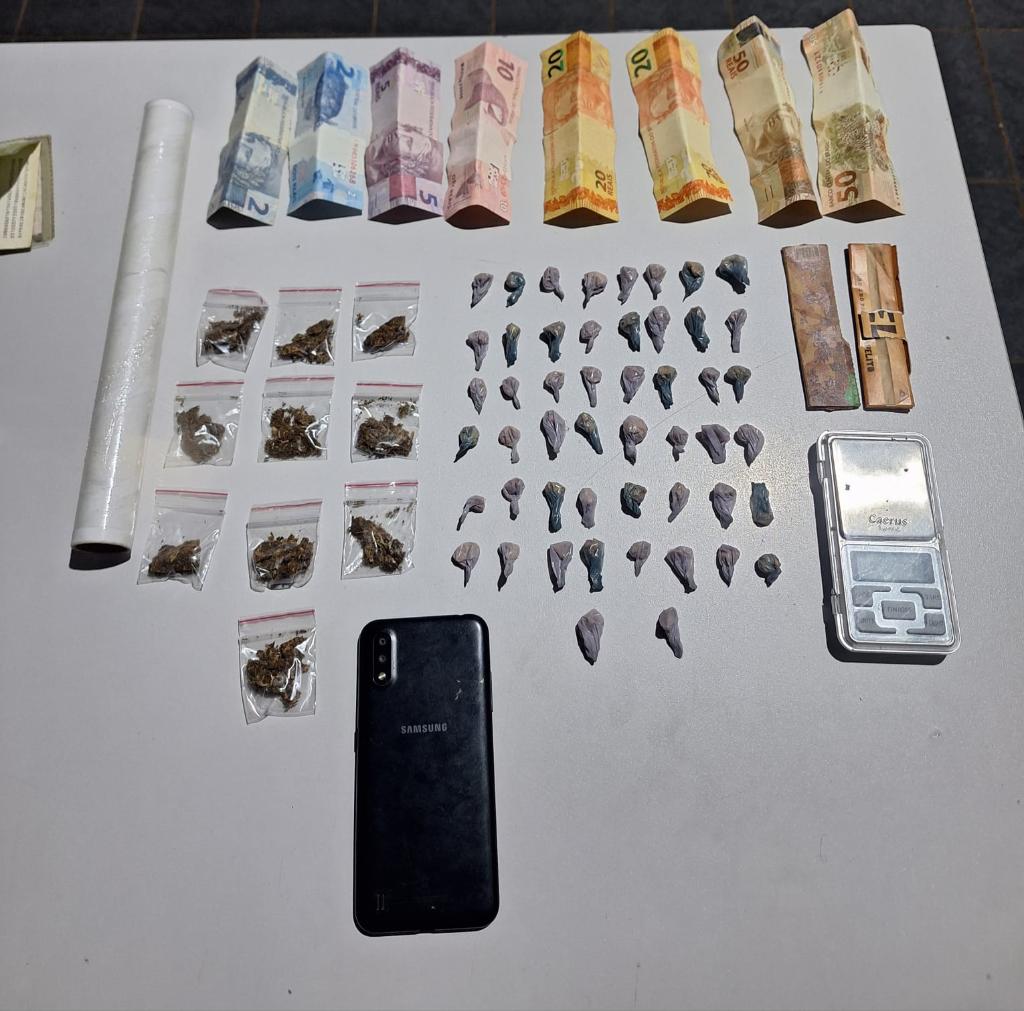 Polícia Militar detém suspeitos por tráfico e apreende 60 porções de drogas em Cáceres