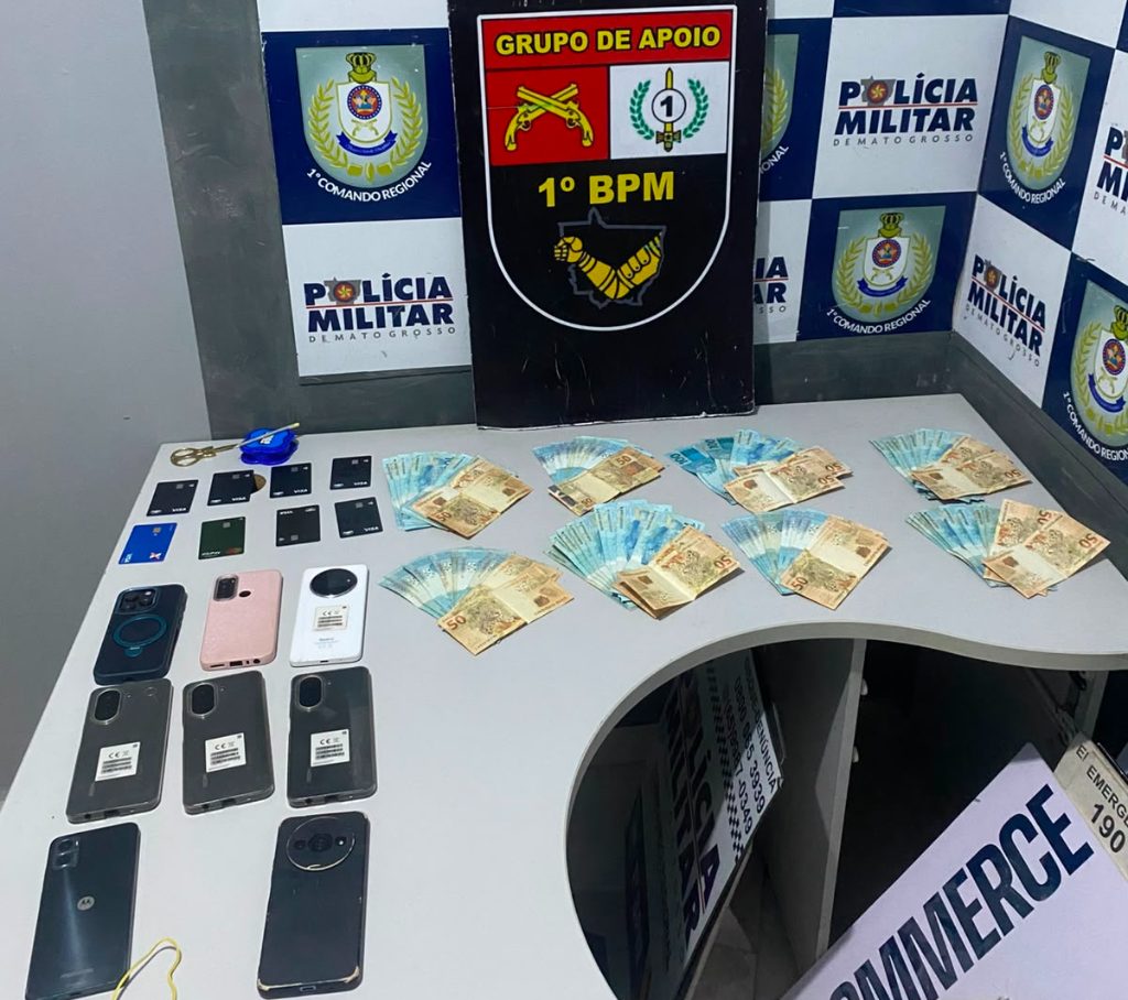 Polícia Militar localiza mala com R$ 8 mil e prende suspeito por golpes na internet em Cuiabá