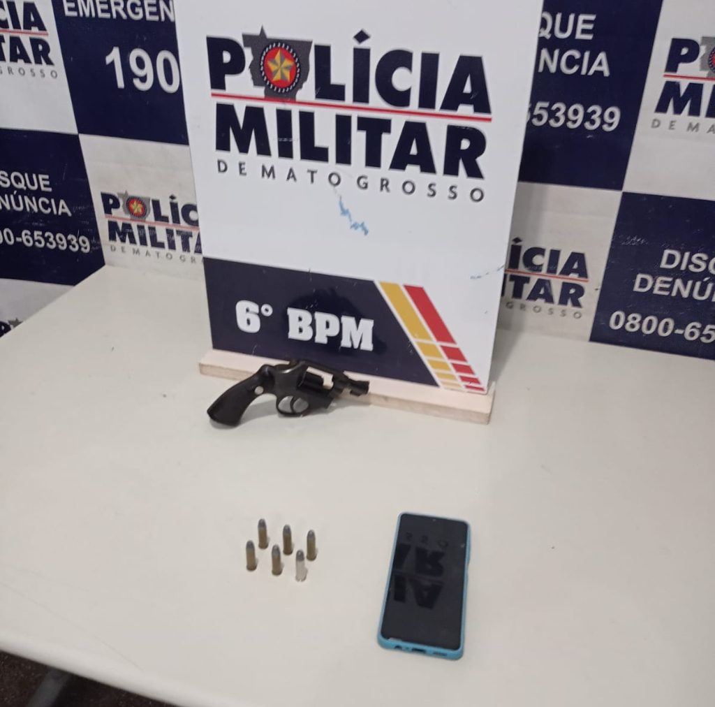 Polícia Militar conduz homem e adolescente faccionados à delegacia e apreende revólver em Cáceres